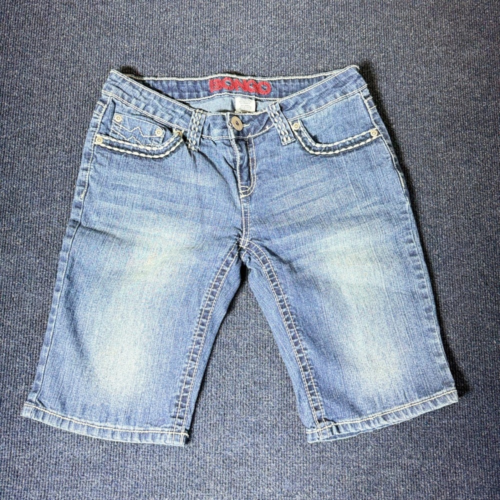 Bongo Denim‎ Bermuda Shorts Medium Wash Thick Stitch Y2K Size 5
